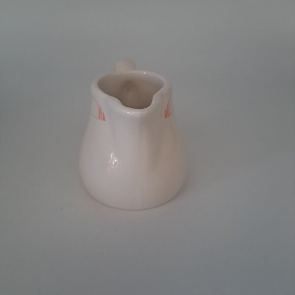 Syracuse Syralite Creamer Pitcher With Orange Stripe Design - Picture 4 of 10